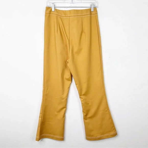 NWT C/MEO COLLECTIVE High Rise Cropped Flare Get Right Pants in Mustard Sz Large - Picture 7 of 8